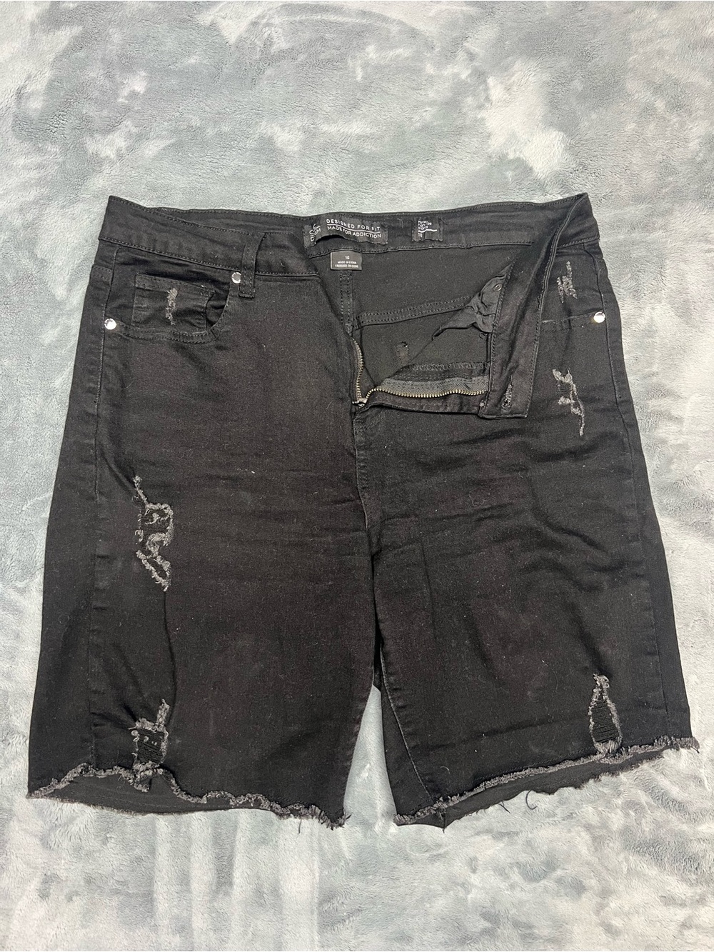 Women’s Black Distressed Denim Jean Shorts